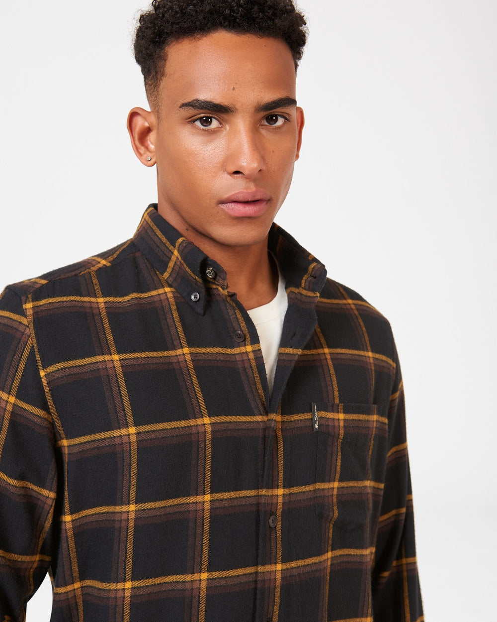 Camisas Ben Sherman Oversized Brushed Check Negras | 851-ZQGKBD