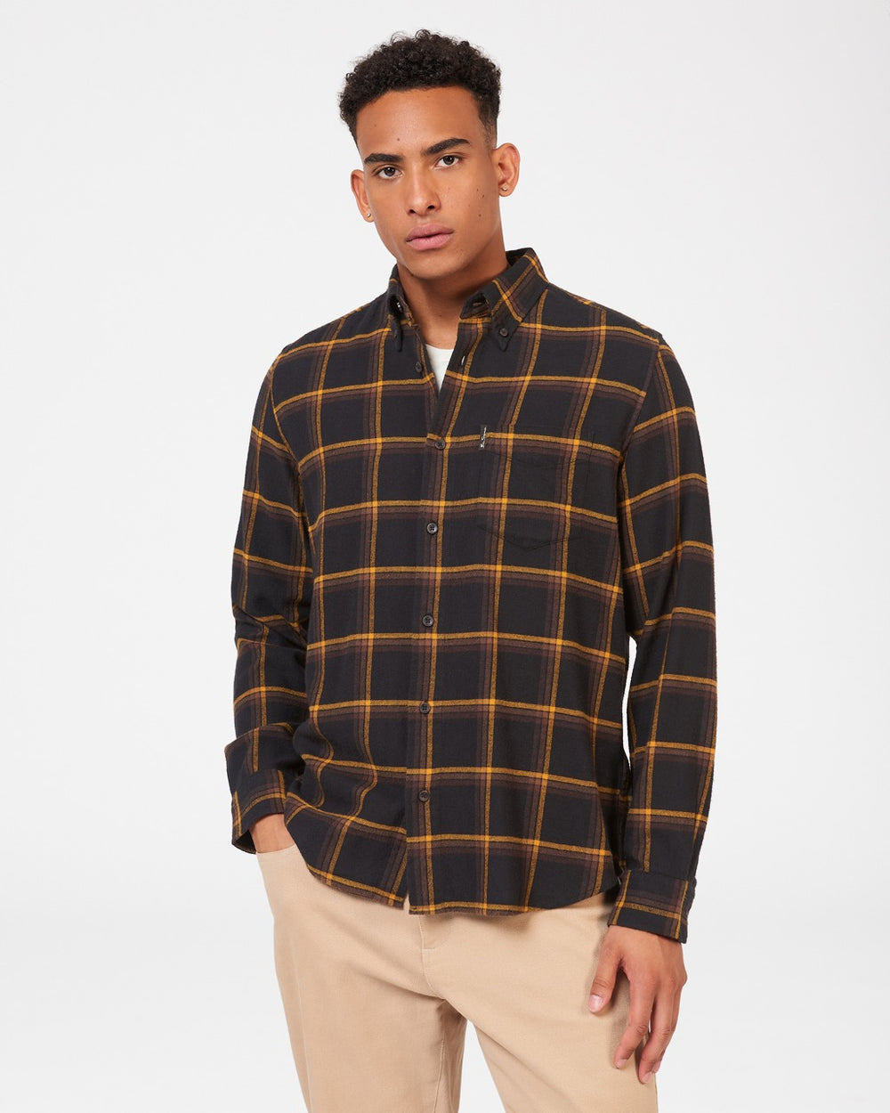 Camisas Ben Sherman Oversized Brushed Check Negras | 851-ZQGKBD