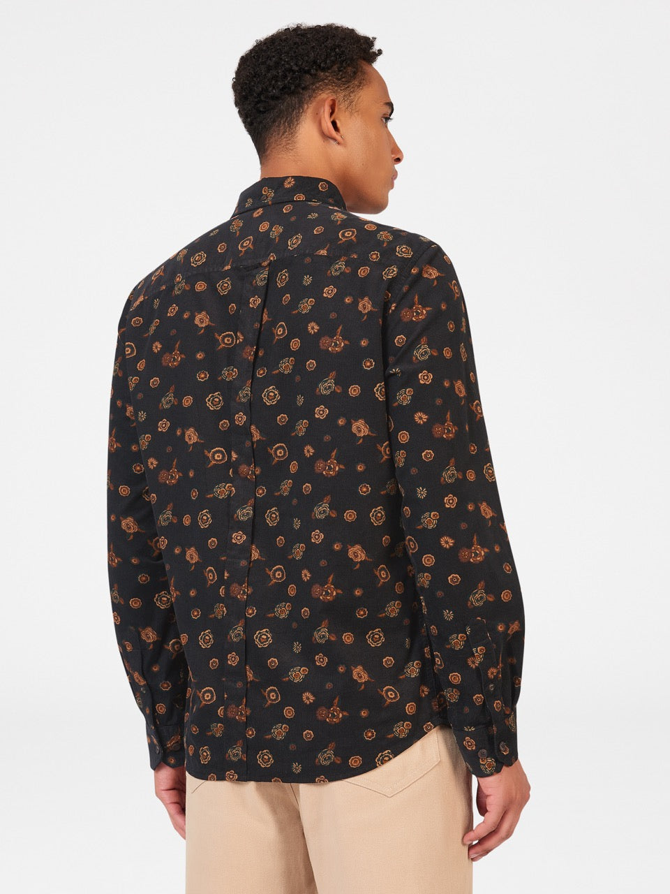 Camisas Ben Sherman Retro Floral Print Corduroy Negras | 239-DPQVGE