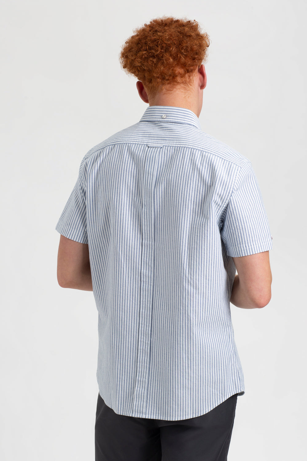 Camisas Ben Sherman Short Sleeve Brighton Oxford Organic Bengal Stripe Indigo Rayadas | 365-JEZQIX