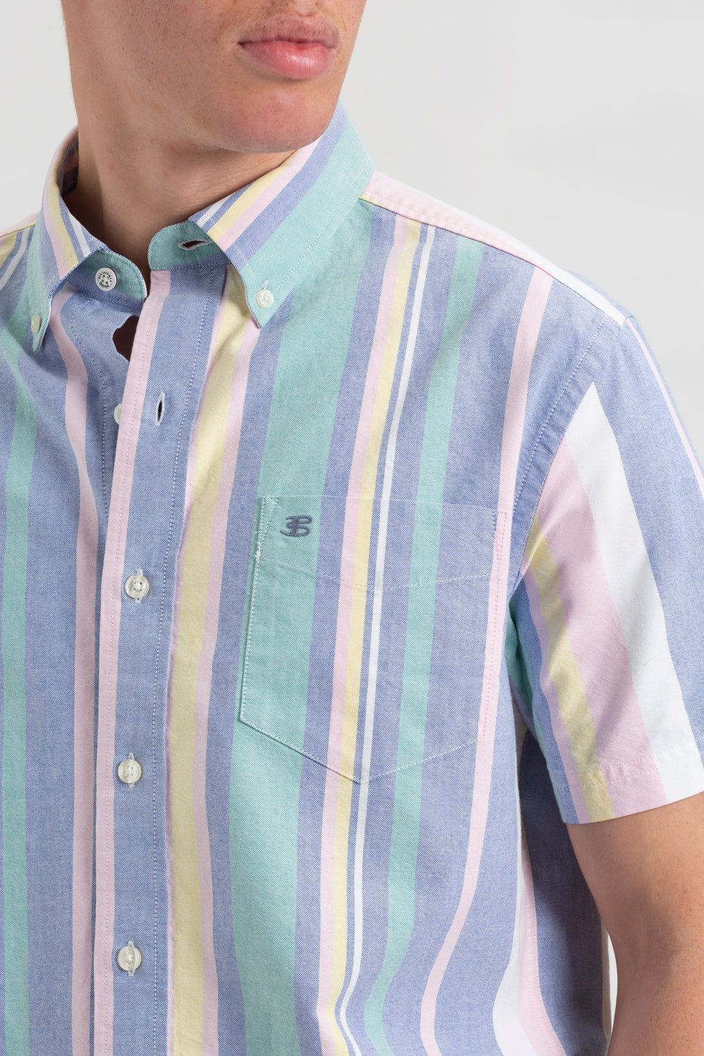 Camisas Ben Sherman Short Sleeve Brighton Oxford Organic Stripe Multicolor Rayadas | 915-GBJITX