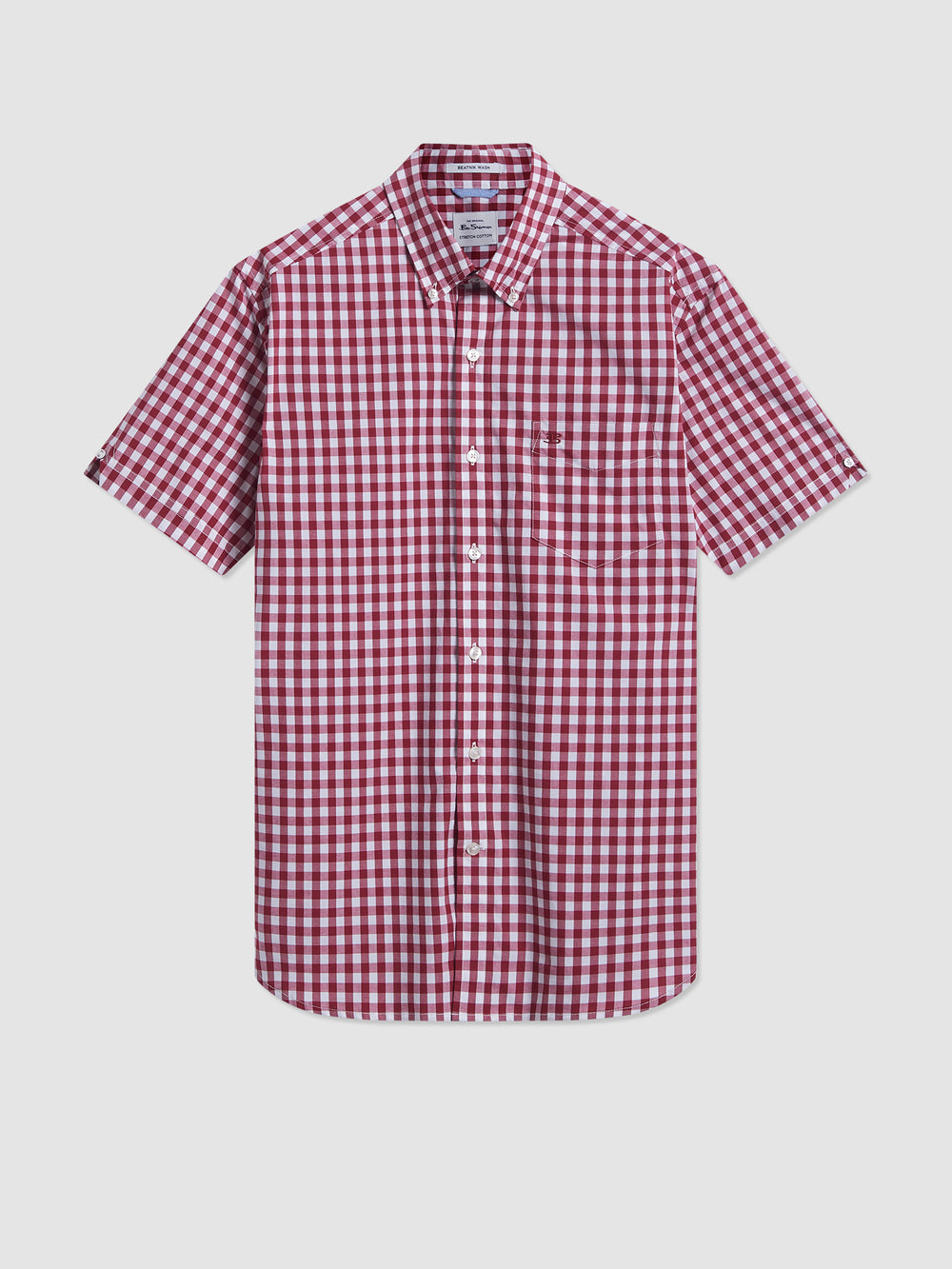 Camisas Ben Sherman Short Sleeve House Poplin Gingham Burdeos | 390-HJGULB