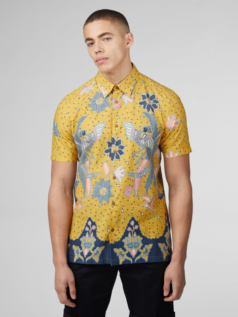 Camisas Ben Sherman Signature Abstract Botanical Print Amarillo | 503-TEPBUF