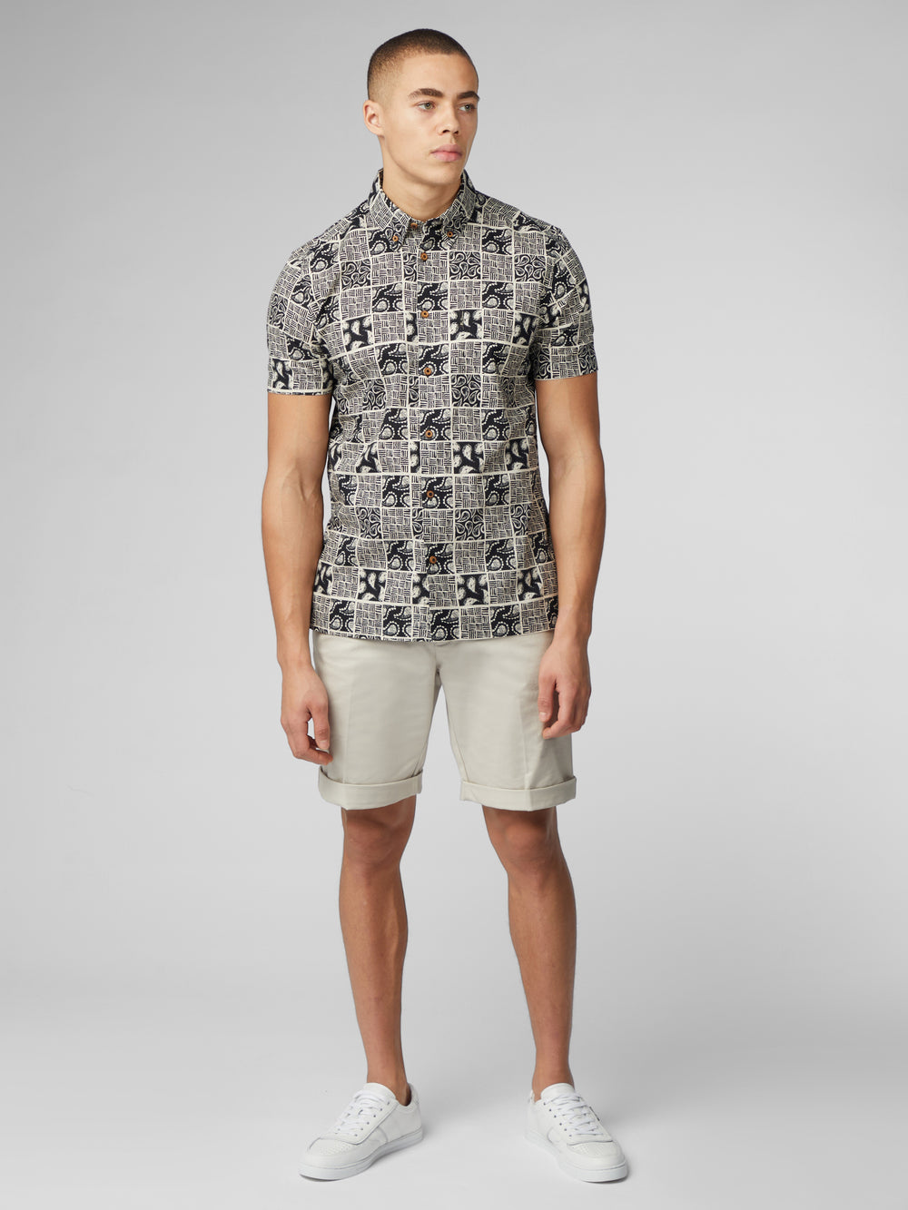 Camisas Ben Sherman Signature Checkerboard Paisley Print Negras | 651-JSHGNR