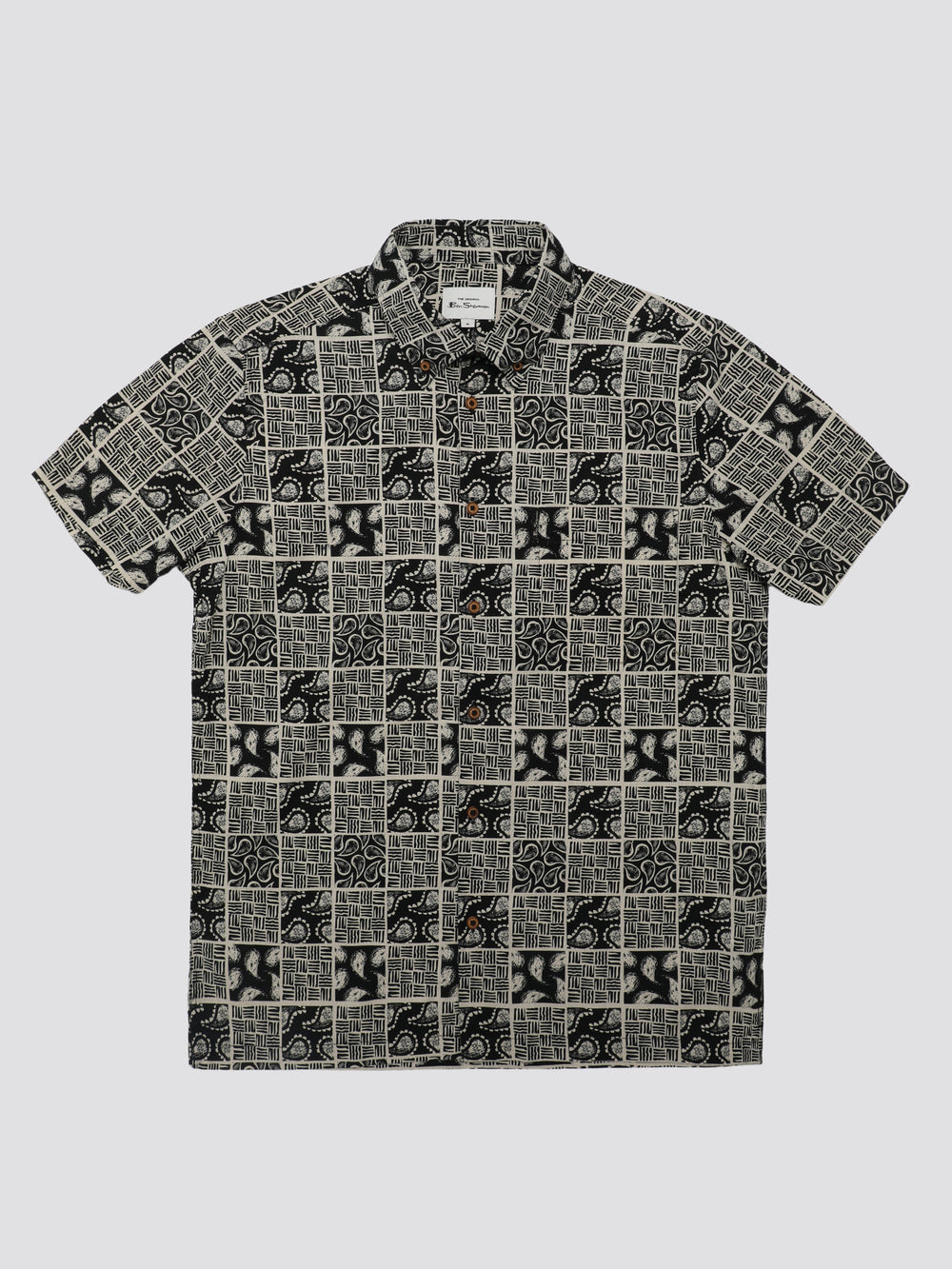 Camisas Ben Sherman Signature Checkerboard Paisley Print Negras | 651-JSHGNR