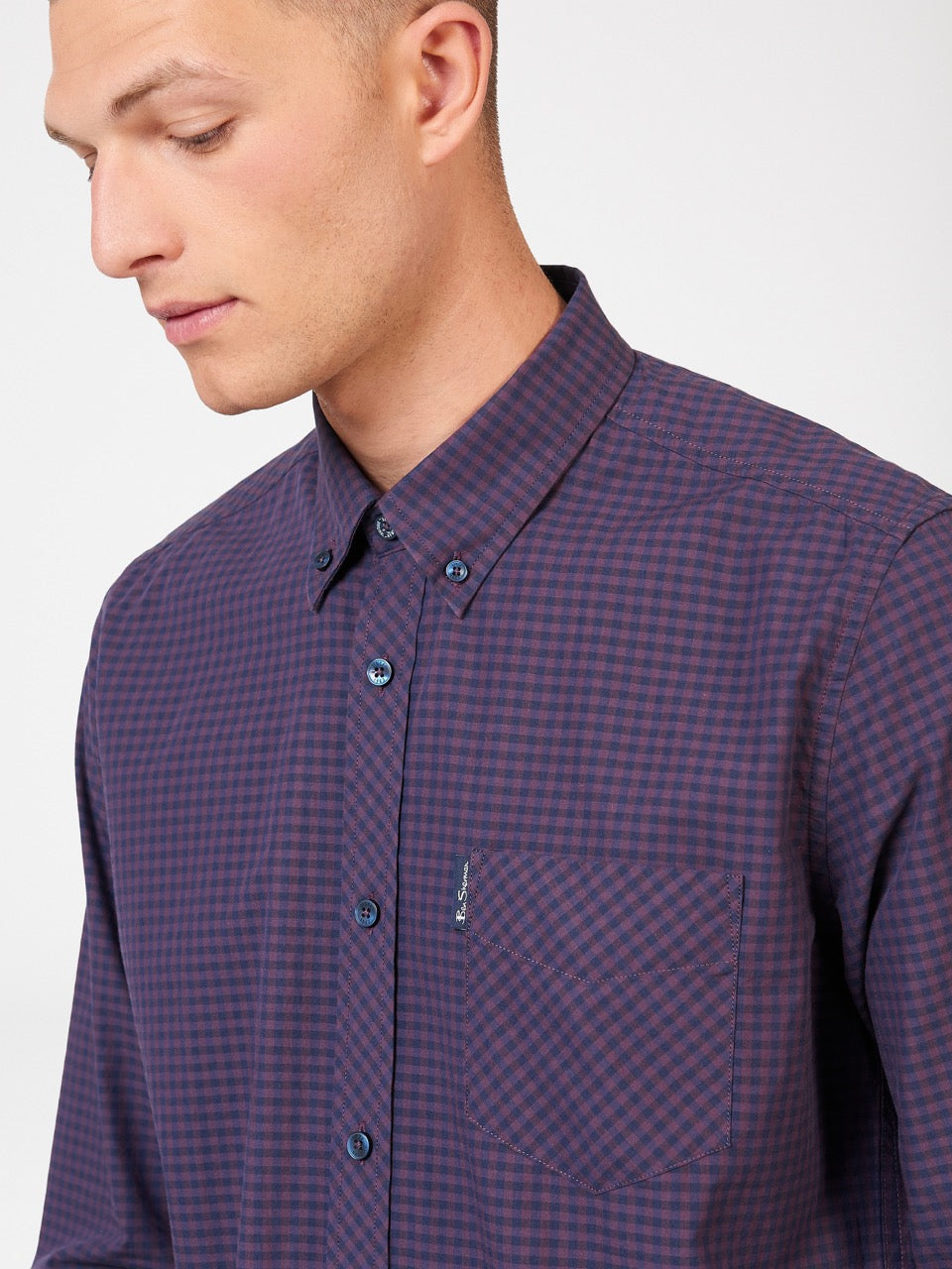 Camisas Ben Sherman Signature Gingham Long-Sleeve Moradas | 502-EWJLBN