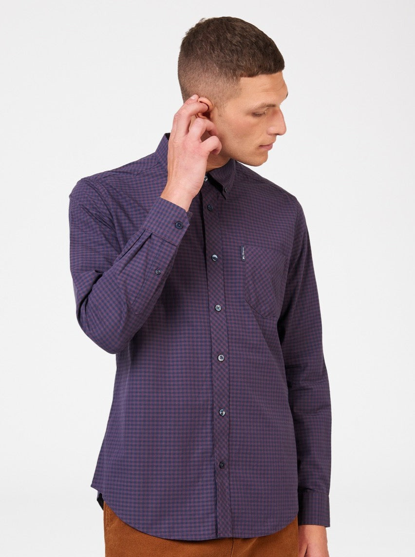 Camisas Ben Sherman Signature Gingham Long-Sleeve Moradas | 502-EWJLBN