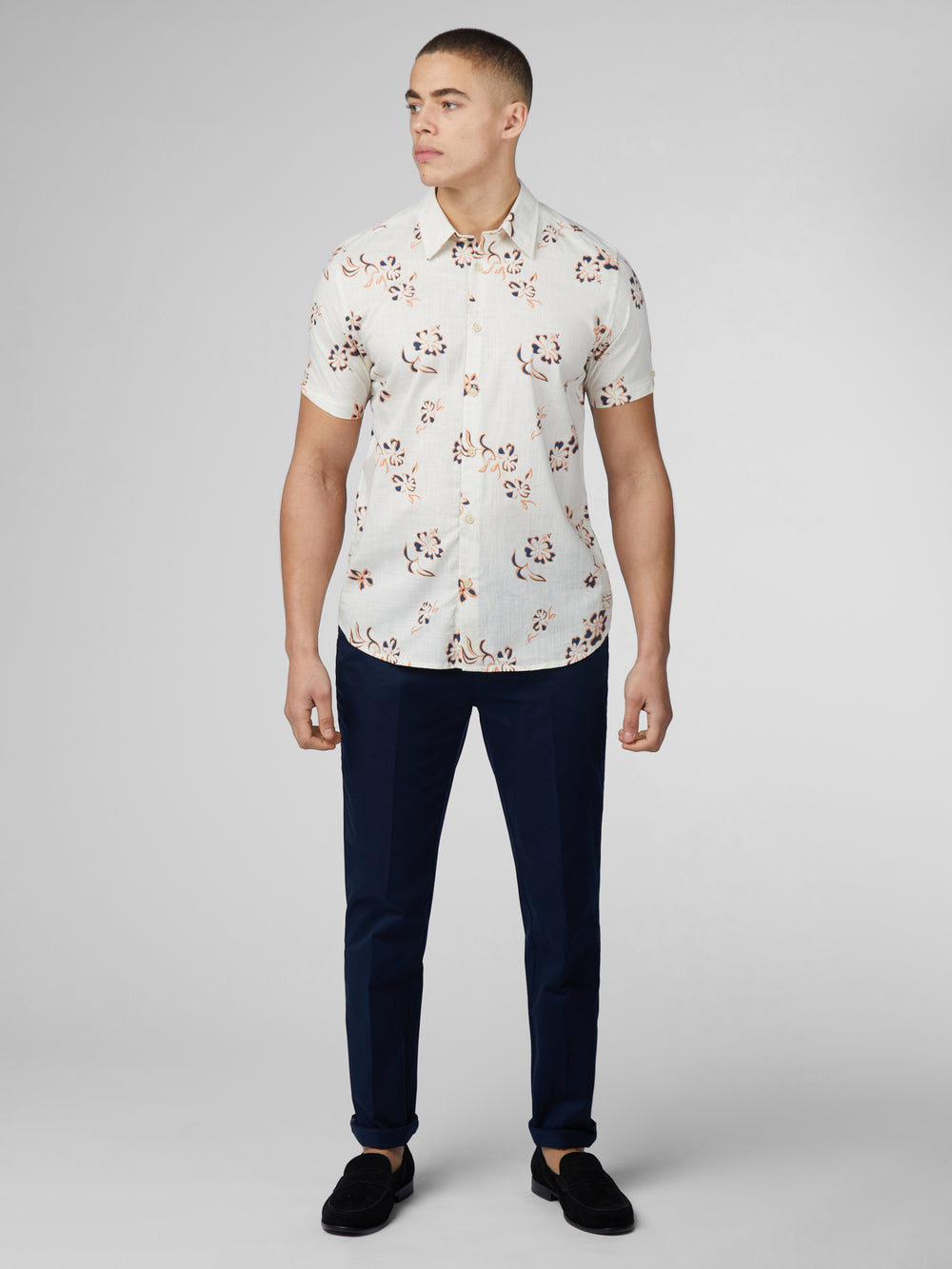 Camisas Ben Sherman Signature Linear Floral Blancas | 479-JQPAMW