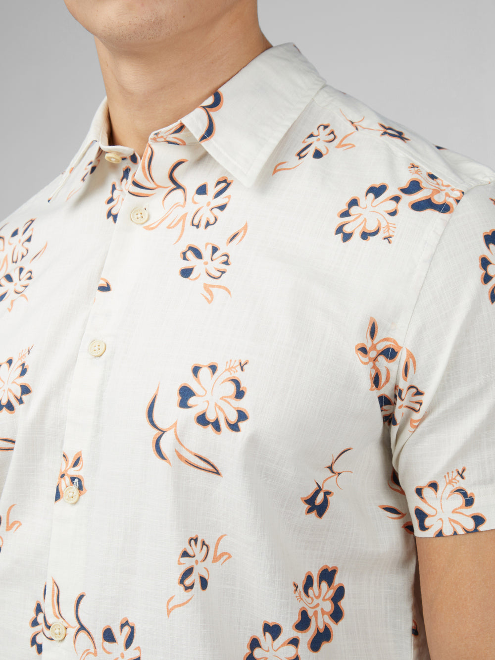 Camisas Ben Sherman Signature Linear Floral Blancas | 479-JQPAMW