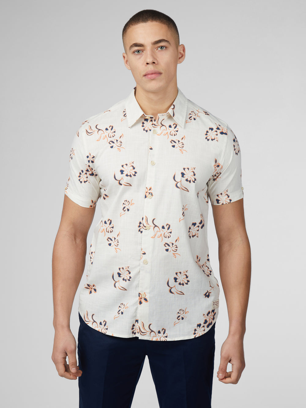 Camisas Ben Sherman Signature Linear Floral Blancas | 479-JQPAMW