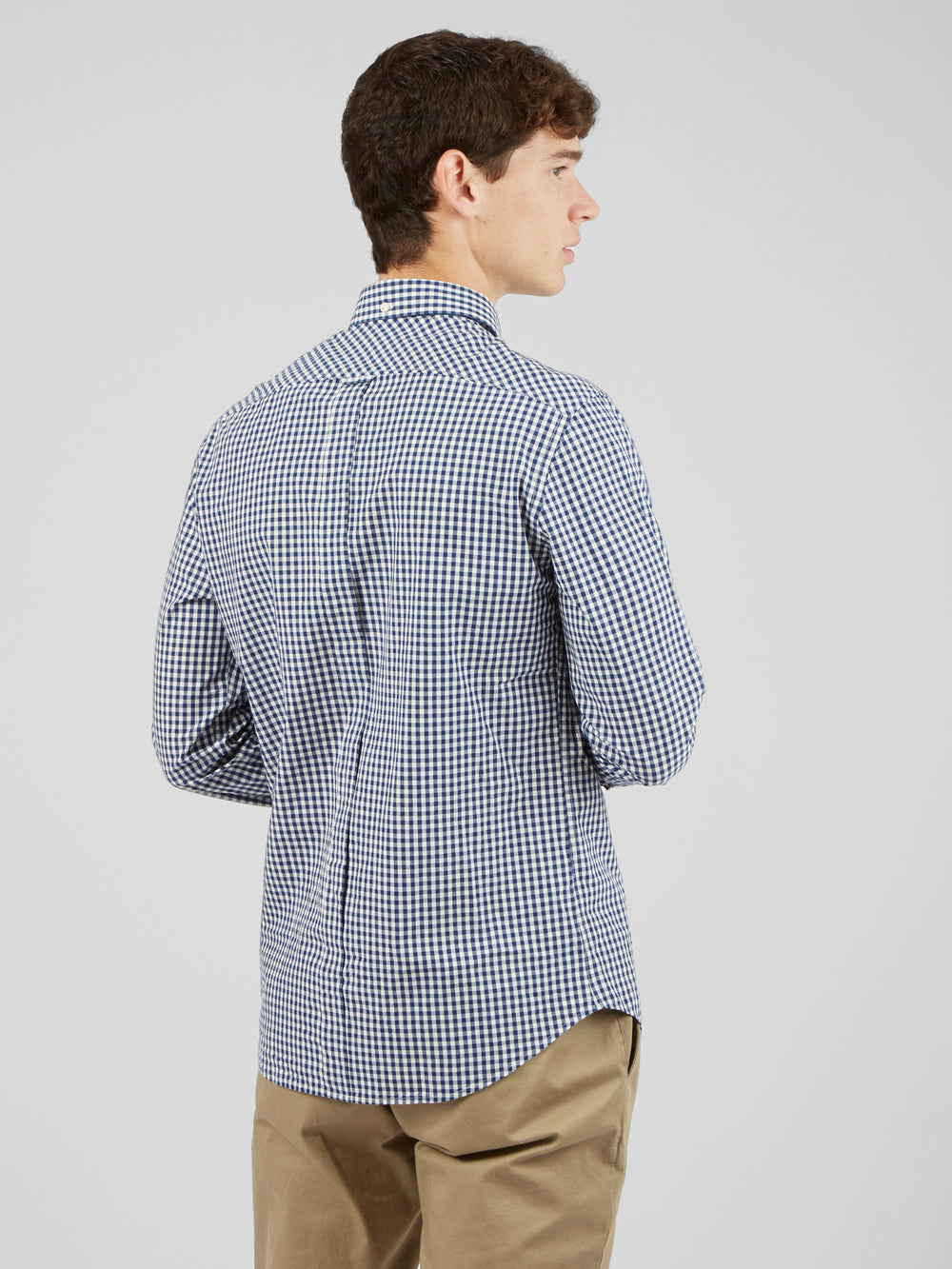 Camisas Ben Sherman Signature Long-Sleeve Gingham Azules Oscuro | 528-BCIUNH