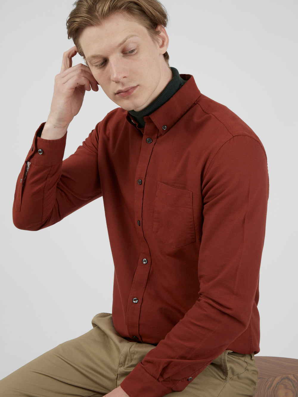 Camisas Ben Sherman Signature Long-Sleeve Oxford Naranjas | 589-BMXPEF