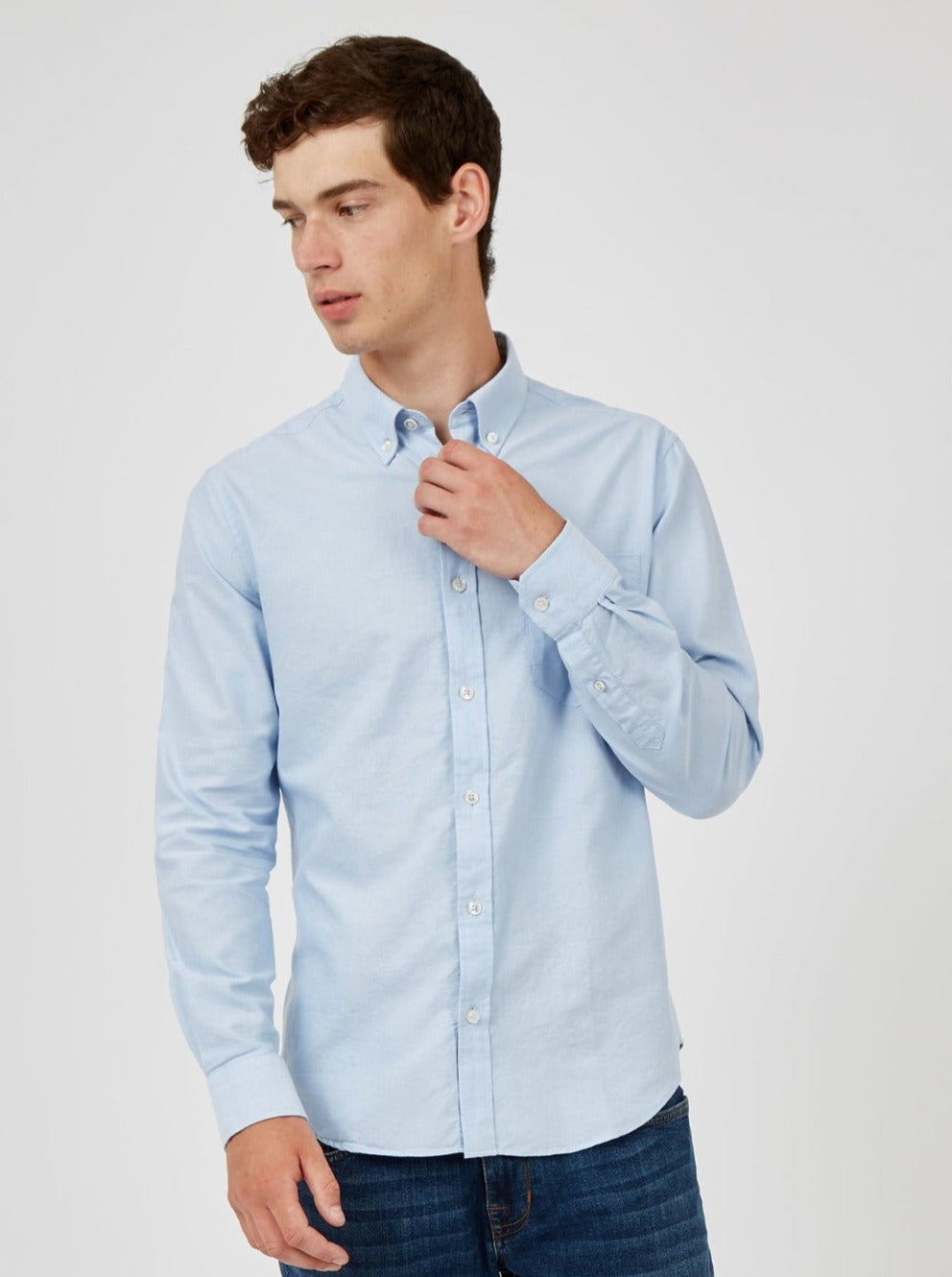 Camisas Ben Sherman Signature Organic Long-Sleeve Oxford Azules | 648-PMBWHF