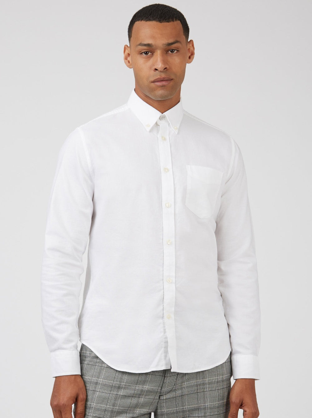 Camisas Ben Sherman Signature Organic Long-Sleeve Oxford Blancas | 029-GABJCF