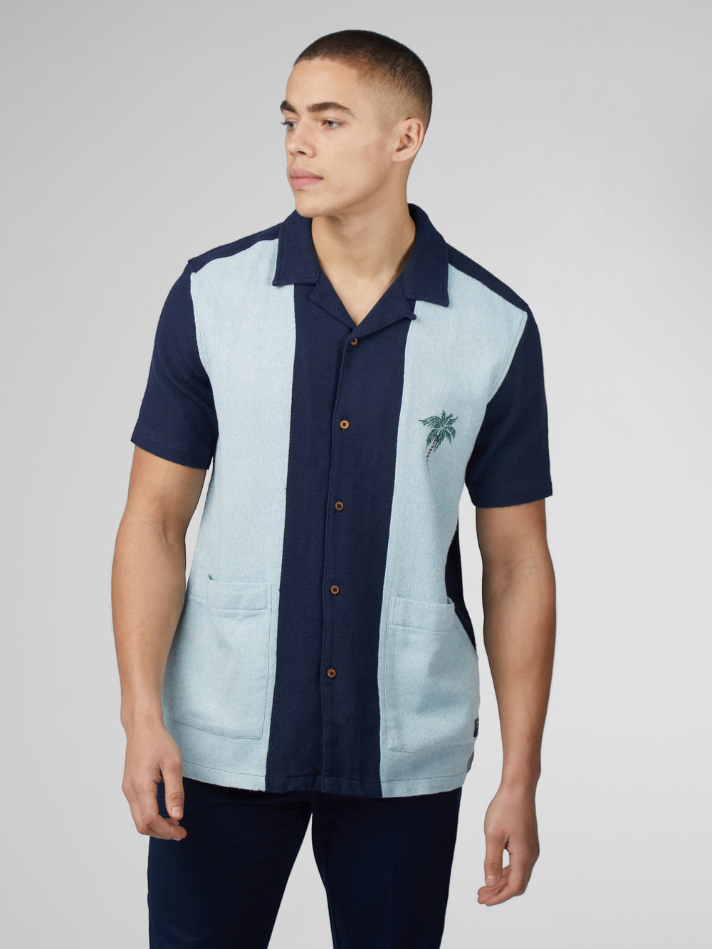 Camisas Ben Sherman Signature Recycled Boucle Resort Azul Marino | 750-ZLRJXF