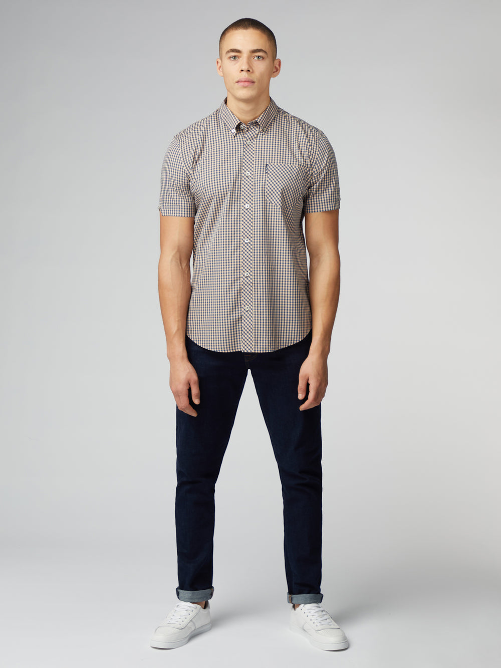 Camisas Ben Sherman Signature Short Sleeve Gingham Cobra Naranjas | 962-XSATIL