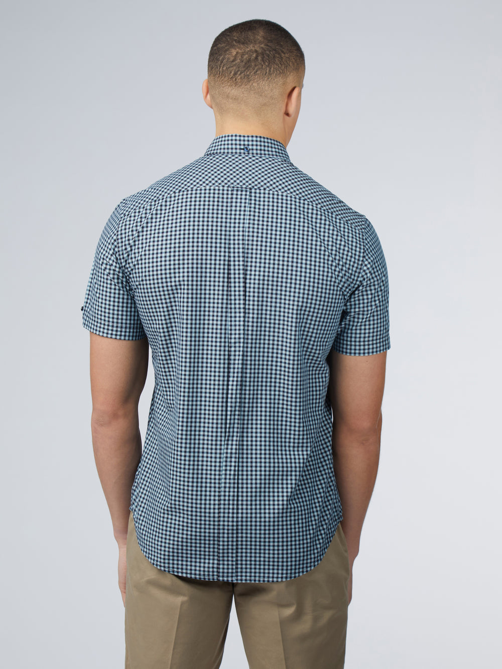 Camisas Ben Sherman Signature Short Sleeve Gingham Azules | 315-KHZBXT