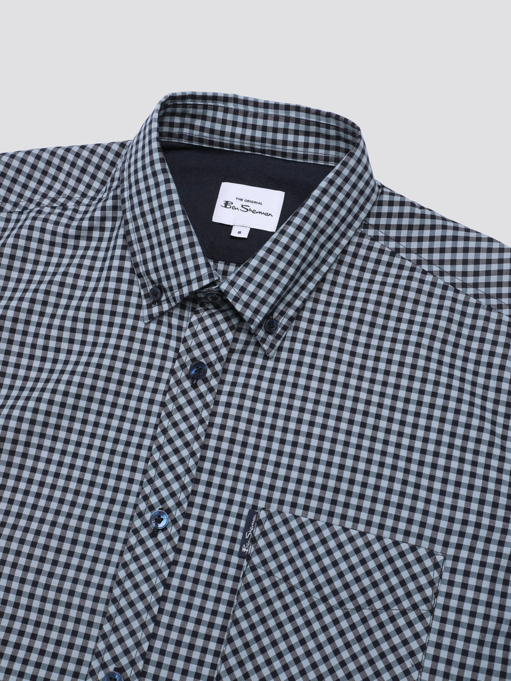 Camisas Ben Sherman Signature Short Sleeve Gingham Azules | 315-KHZBXT