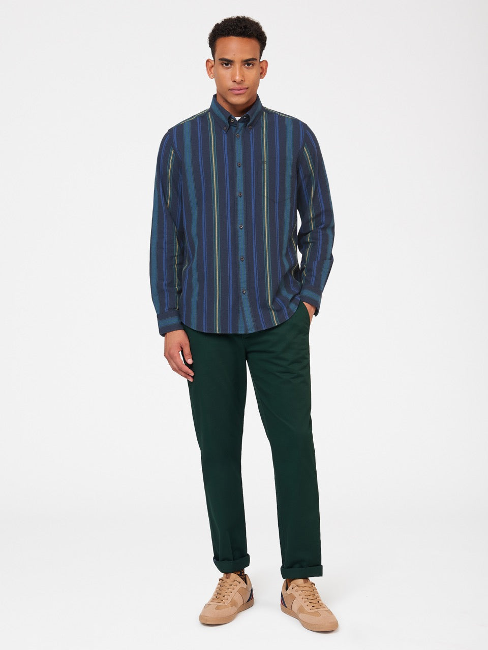 Camisas Ben Sherman Signature Striped Oxford Verde | 815-GOCLIW