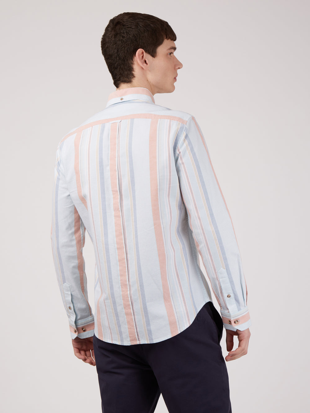 Camisas Ben Sherman The Oxford Ivy Stripe Long-Sleeve Azules | 084-GFQLDV