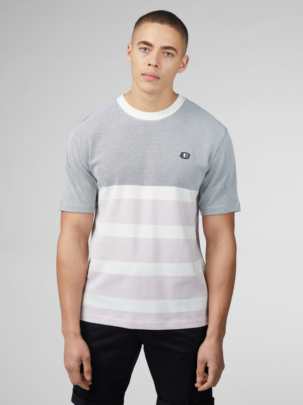 Camiseta Ben Sherman B by Ben Sherman Textured Block Stripe Azul Marino | 190-YQNXFR