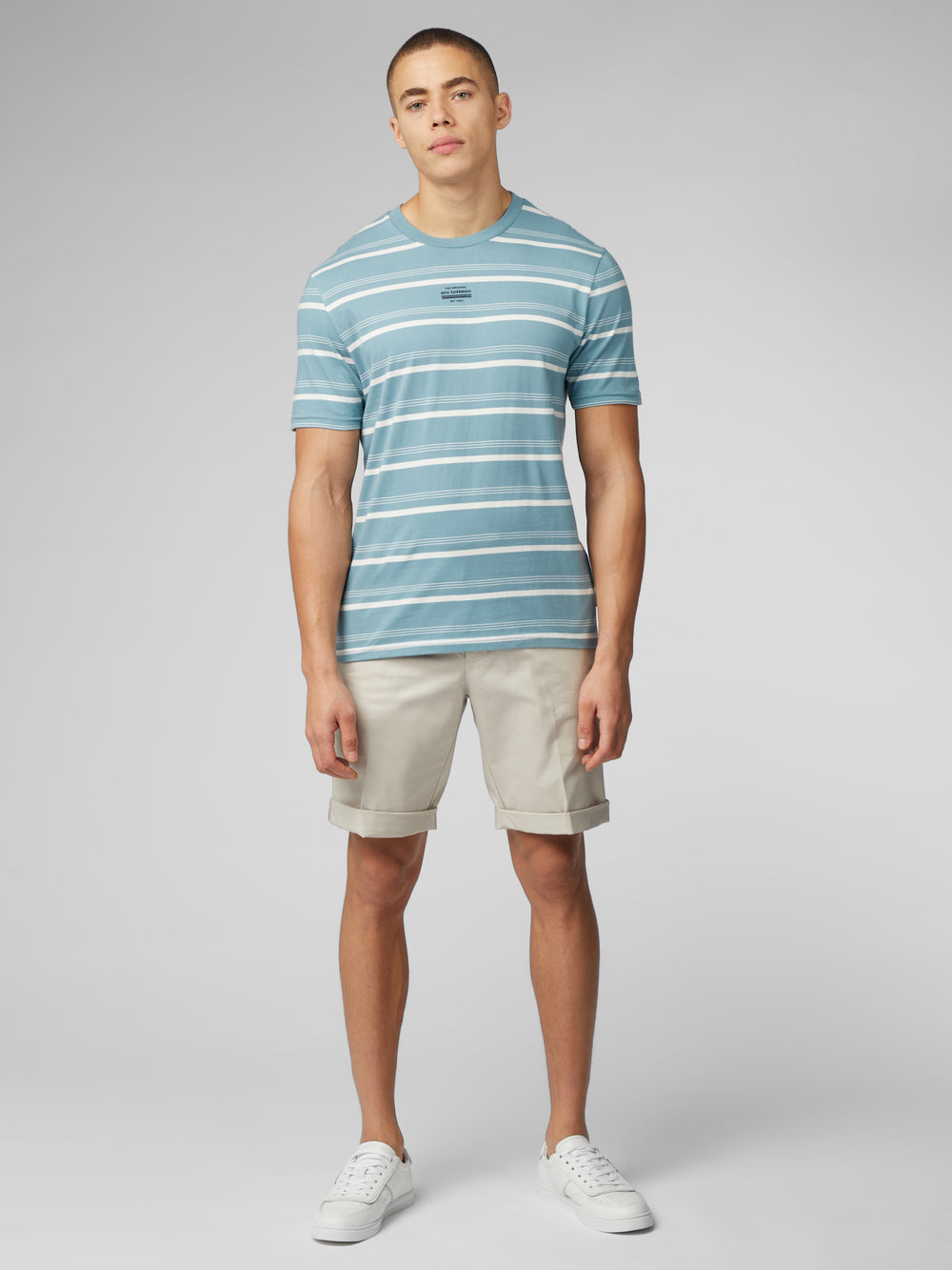 Camiseta Ben Sherman Fine Stripe Azules | 271-IBNMOR