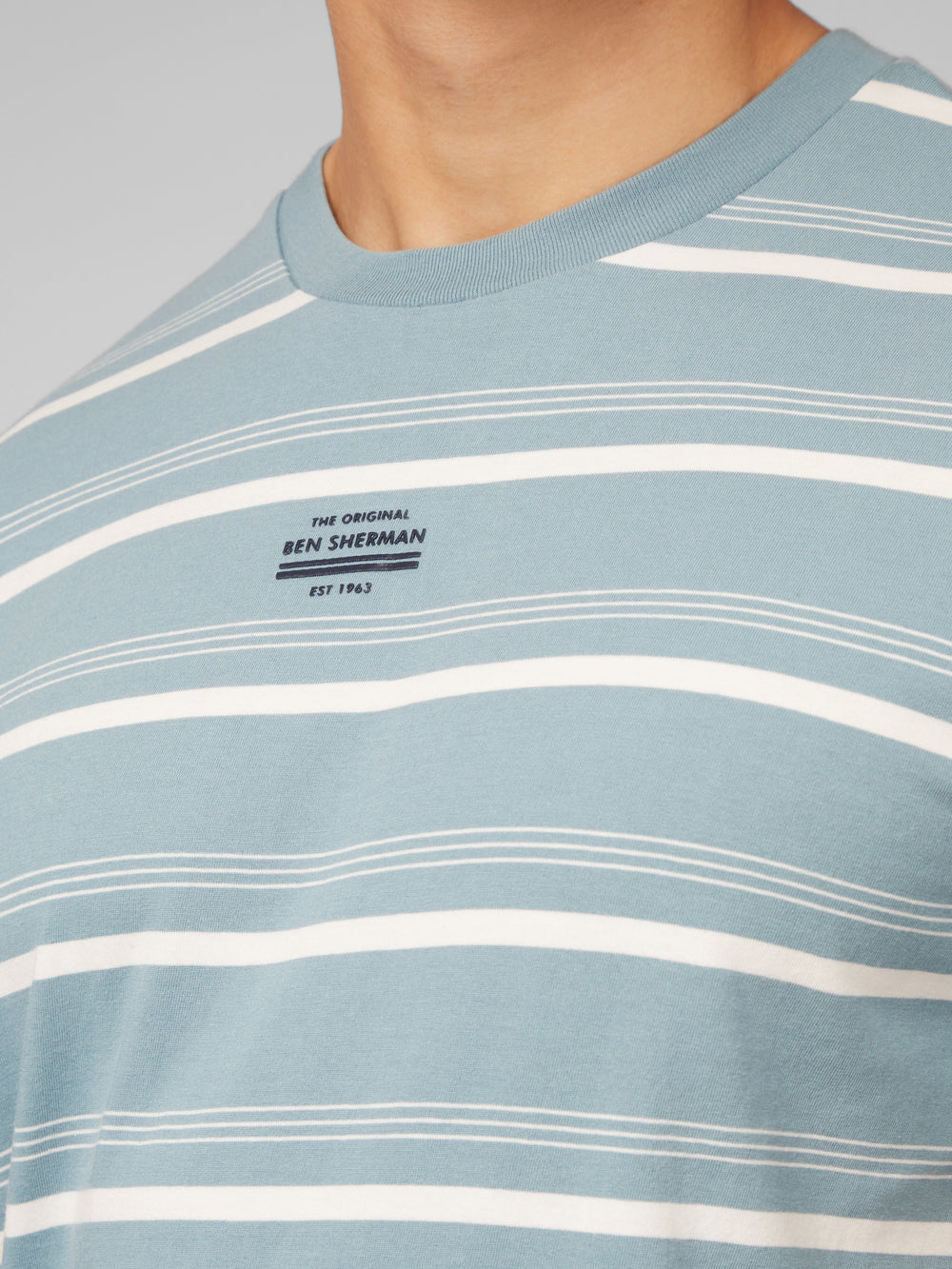 Camiseta Ben Sherman Fine Stripe Azules | 271-IBNMOR