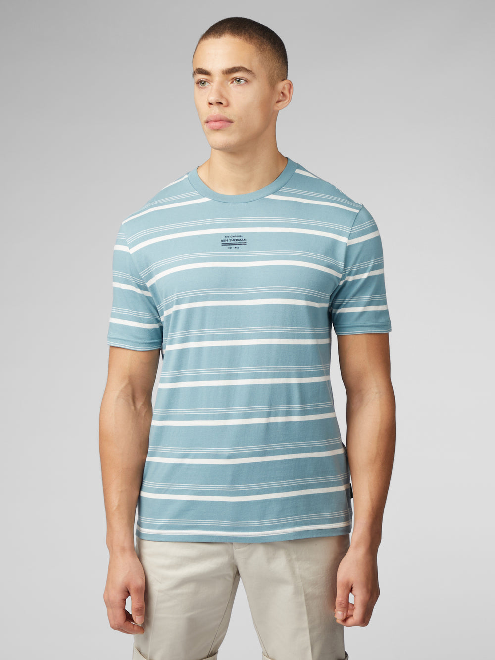 Camiseta Ben Sherman Fine Stripe Azules | 271-IBNMOR