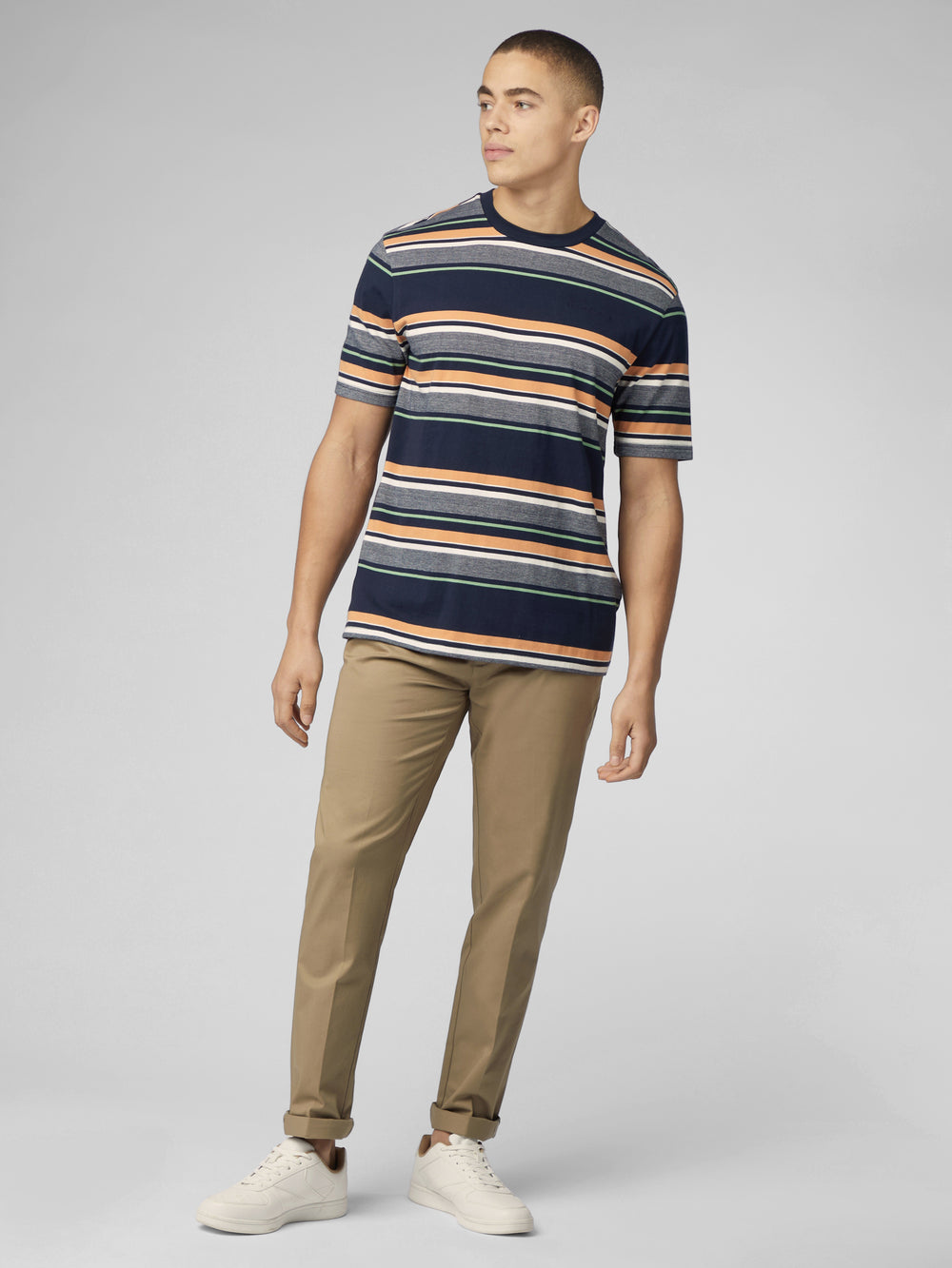 Camiseta Ben Sherman Signature Engineered Stripe Azul Marino | 827-QZNECJ