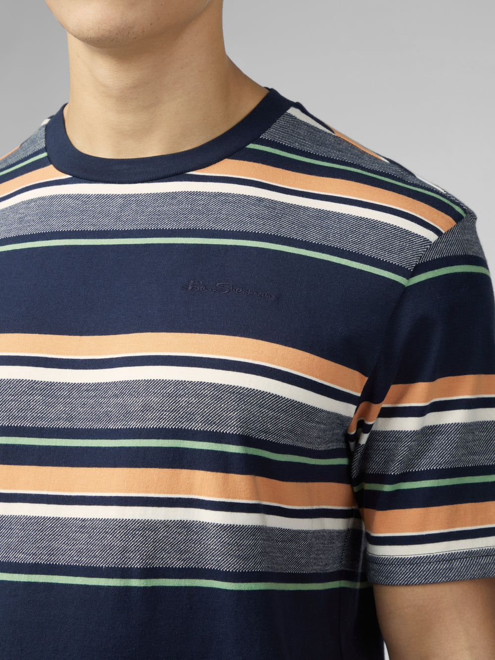 Camiseta Ben Sherman Signature Engineered Stripe Azul Marino | 827-QZNECJ