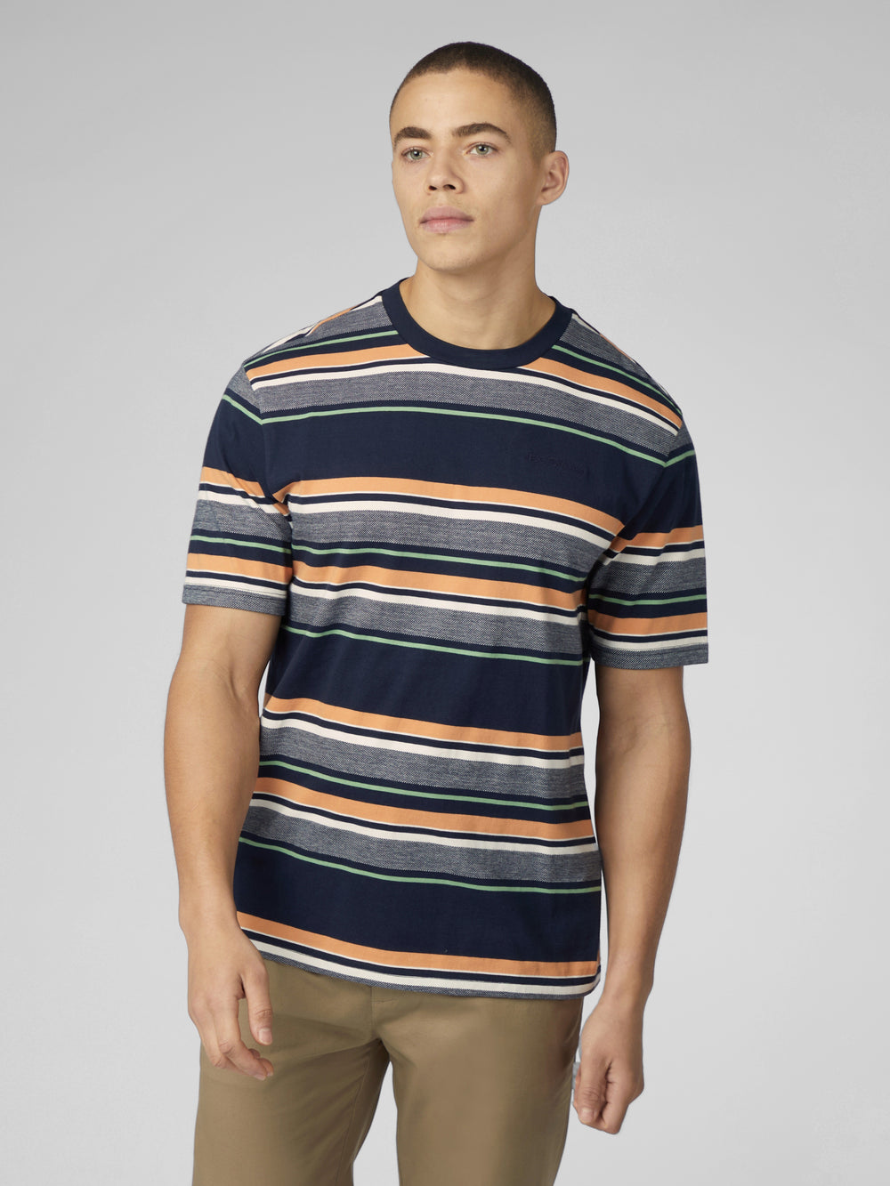 Camiseta Ben Sherman Signature Engineered Stripe Azul Marino | 827-QZNECJ