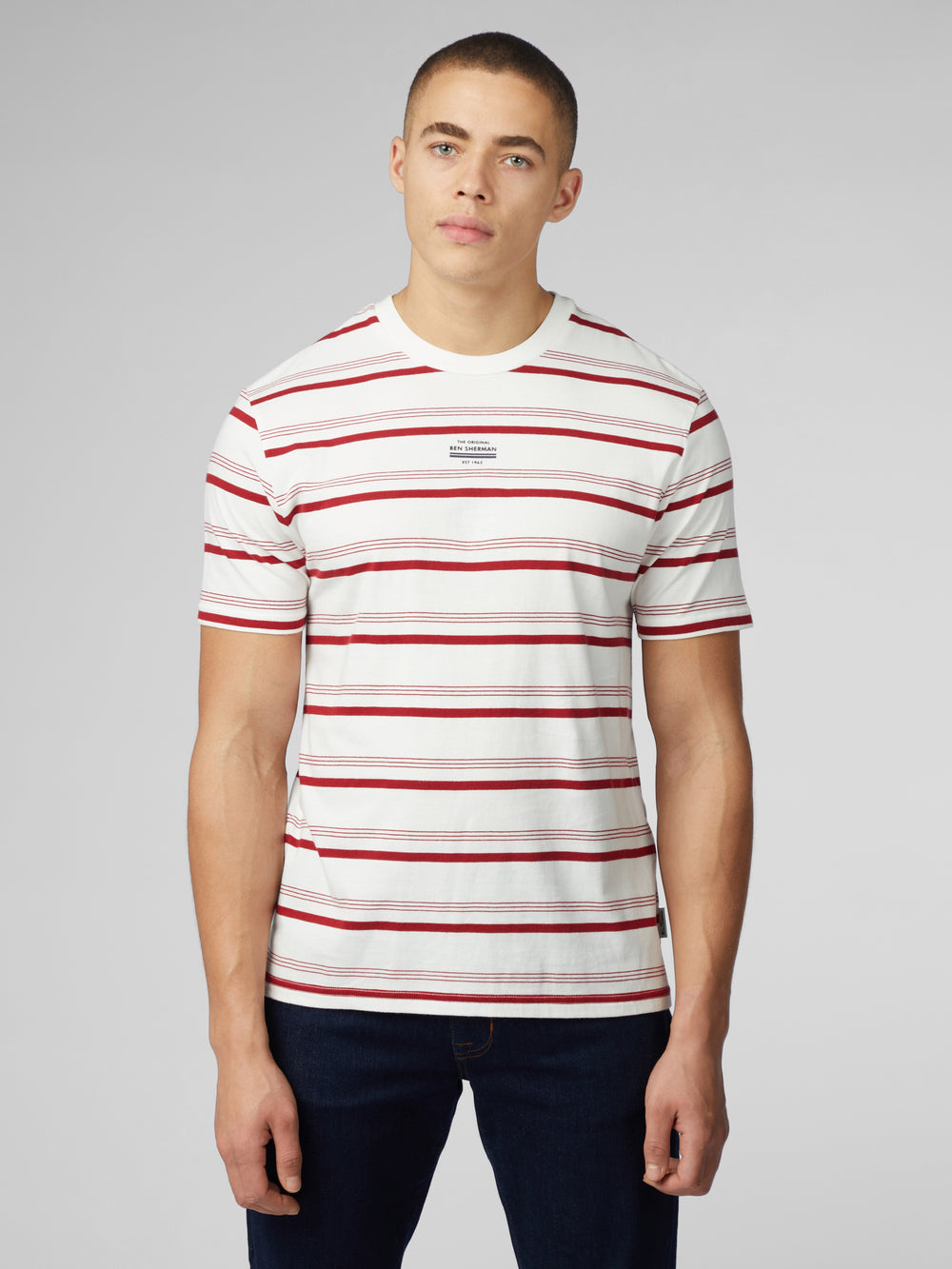 Camiseta Ben Sherman Signature Fine Stripe Blancas | 403-XDAWNE