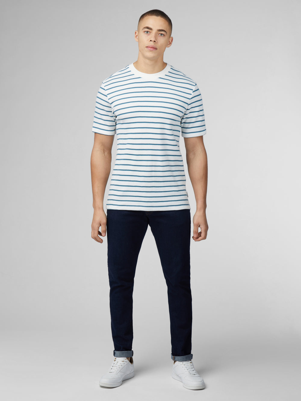 Camiseta Ben Sherman Signature Waffle Stripe Blancas | 895-ILHFNE