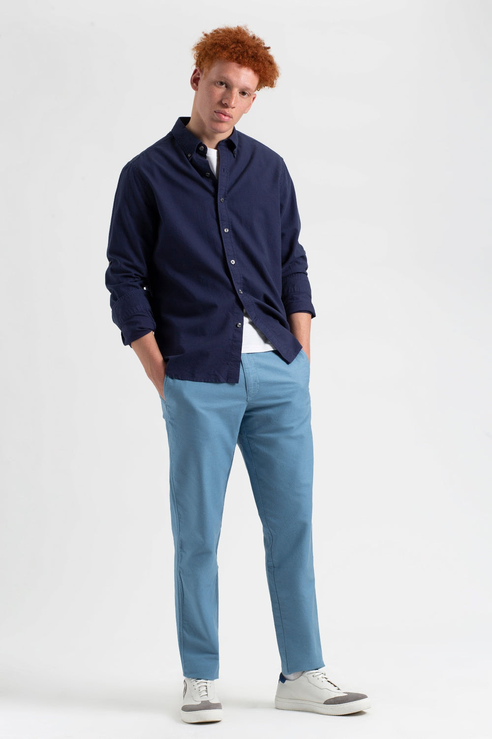 Pantalon Ben Sherman Beatnik Oxford Slim Taper Garment Dye Chino Azules | 059-LFTXWJ