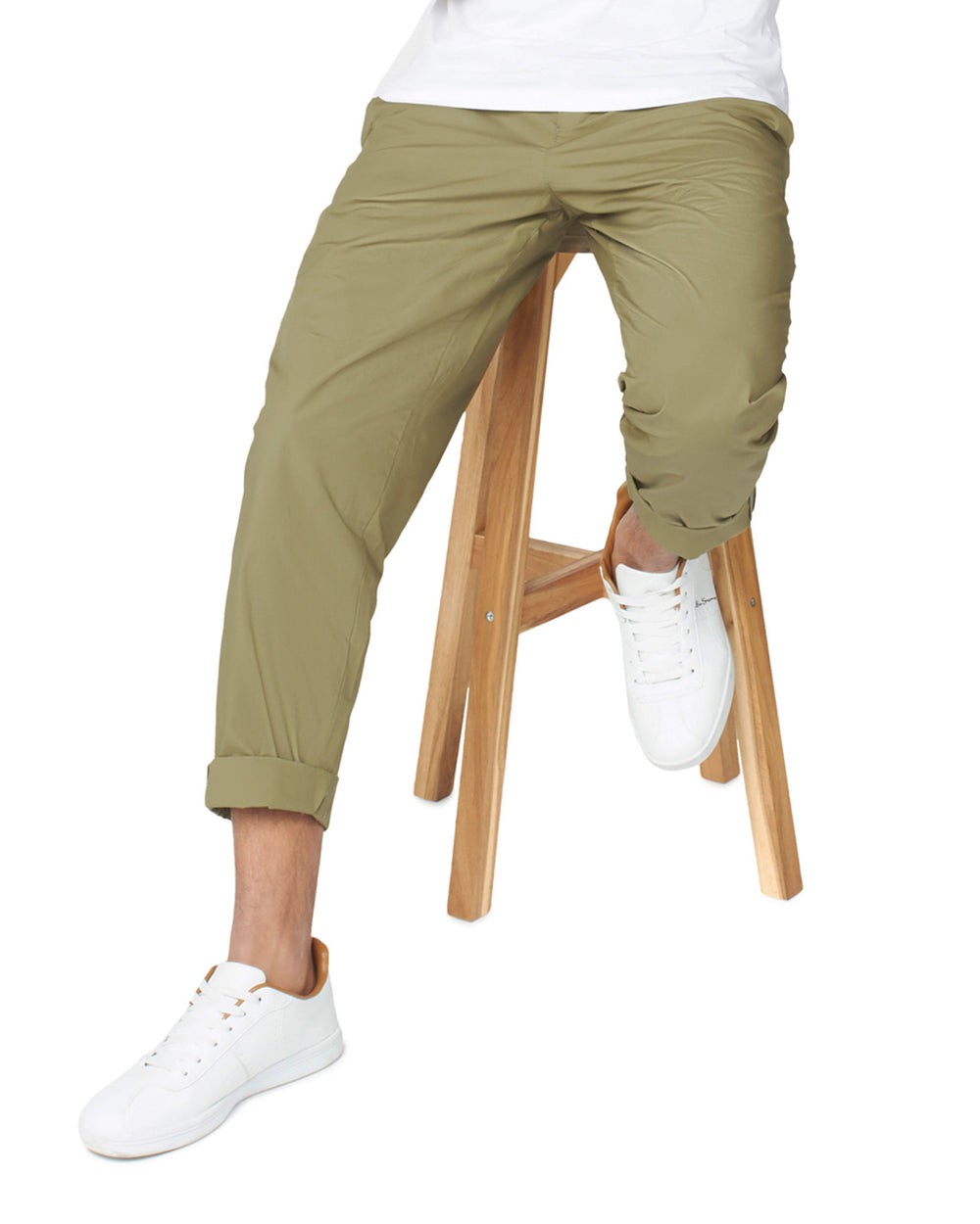 Pantalon Ben Sherman Poplin Relaxed-Taper Pleated Verde Oliva | 108-ITBYGN