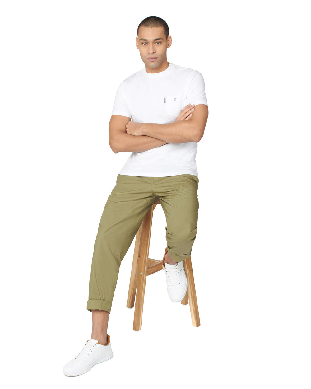 Pantalon Ben Sherman Poplin Relaxed-Taper Pleated Verde Oliva | 108-ITBYGN