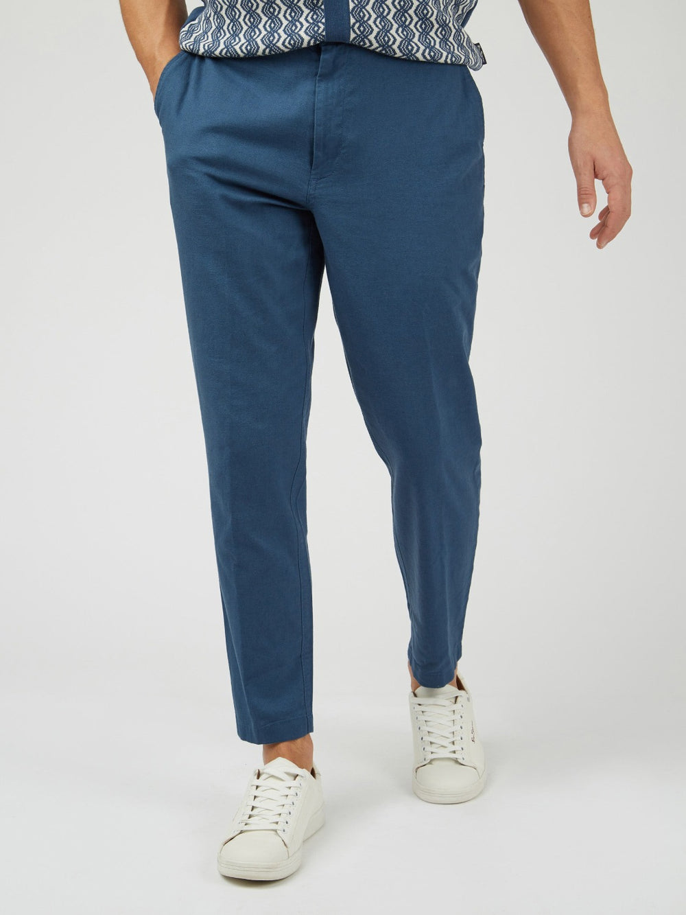 Pantalon Ben Sherman Signature Slim Taper Linen Azules | 290-FMDQGH