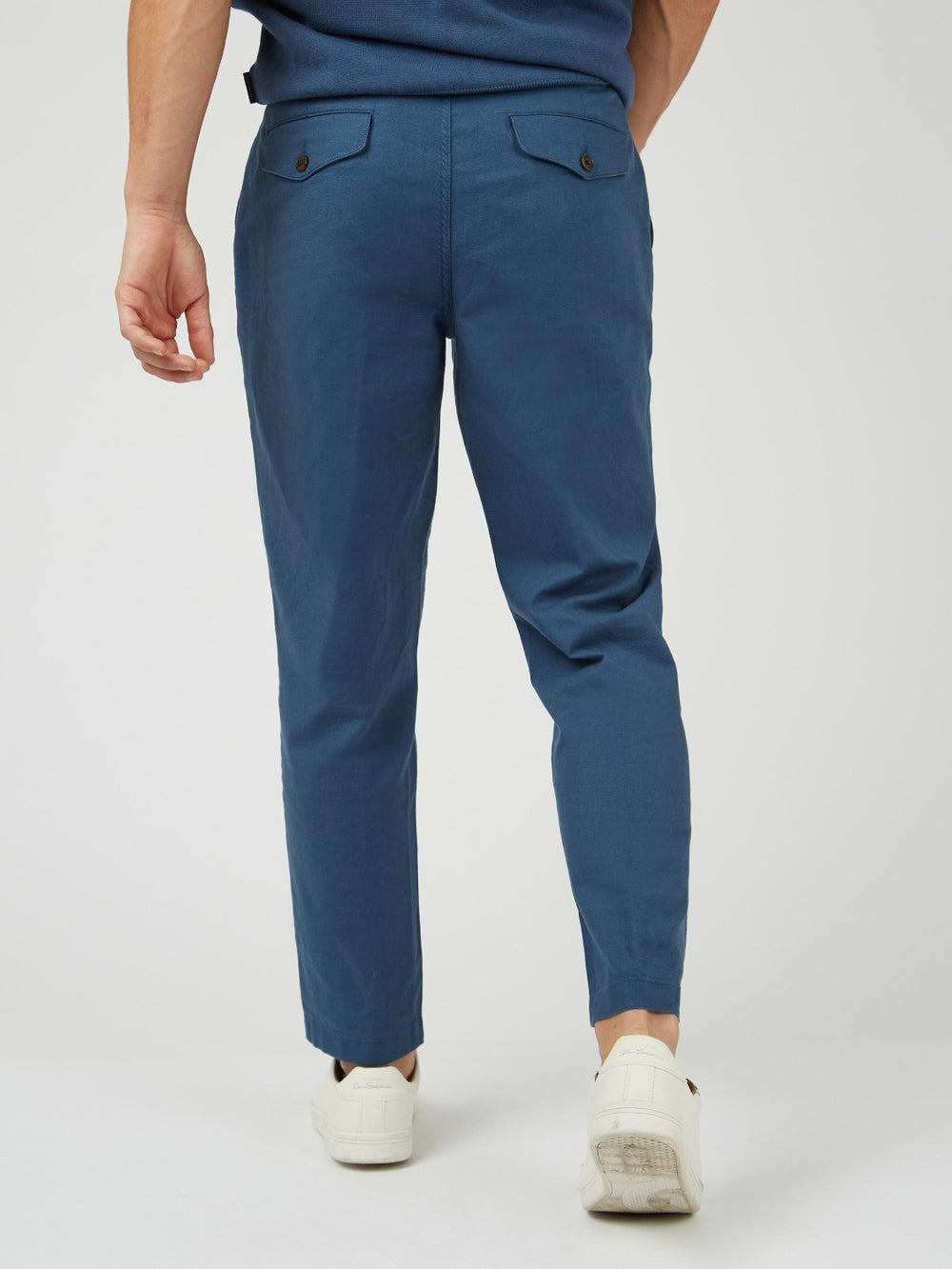 Pantalon Ben Sherman Signature Slim Taper Linen Azules | 290-FMDQGH