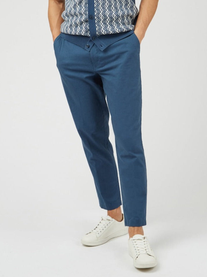 Pantalon Ben Sherman Signature Slim Taper Linen Azules | 290-FMDQGH