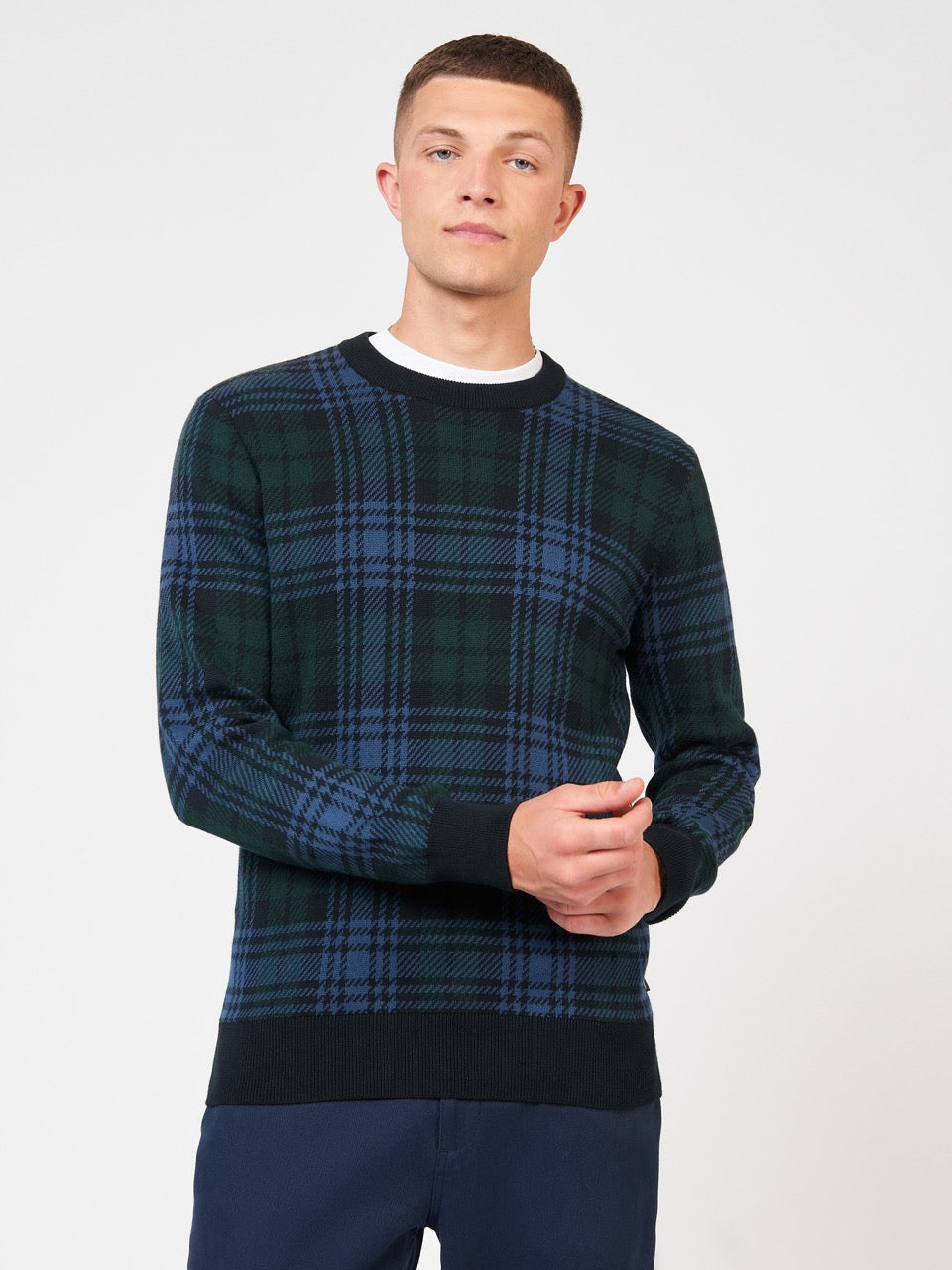 Prendas De Punto Ben Sherman Blackwatch Check Crewneck Negras | 573-XLWMGJ