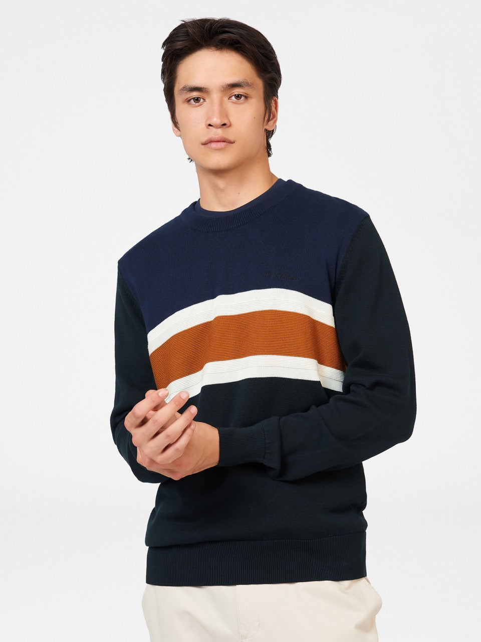 Prendas De Punto Ben Sherman Chest Stripe Crewneck Negras | 120-JGVKRD