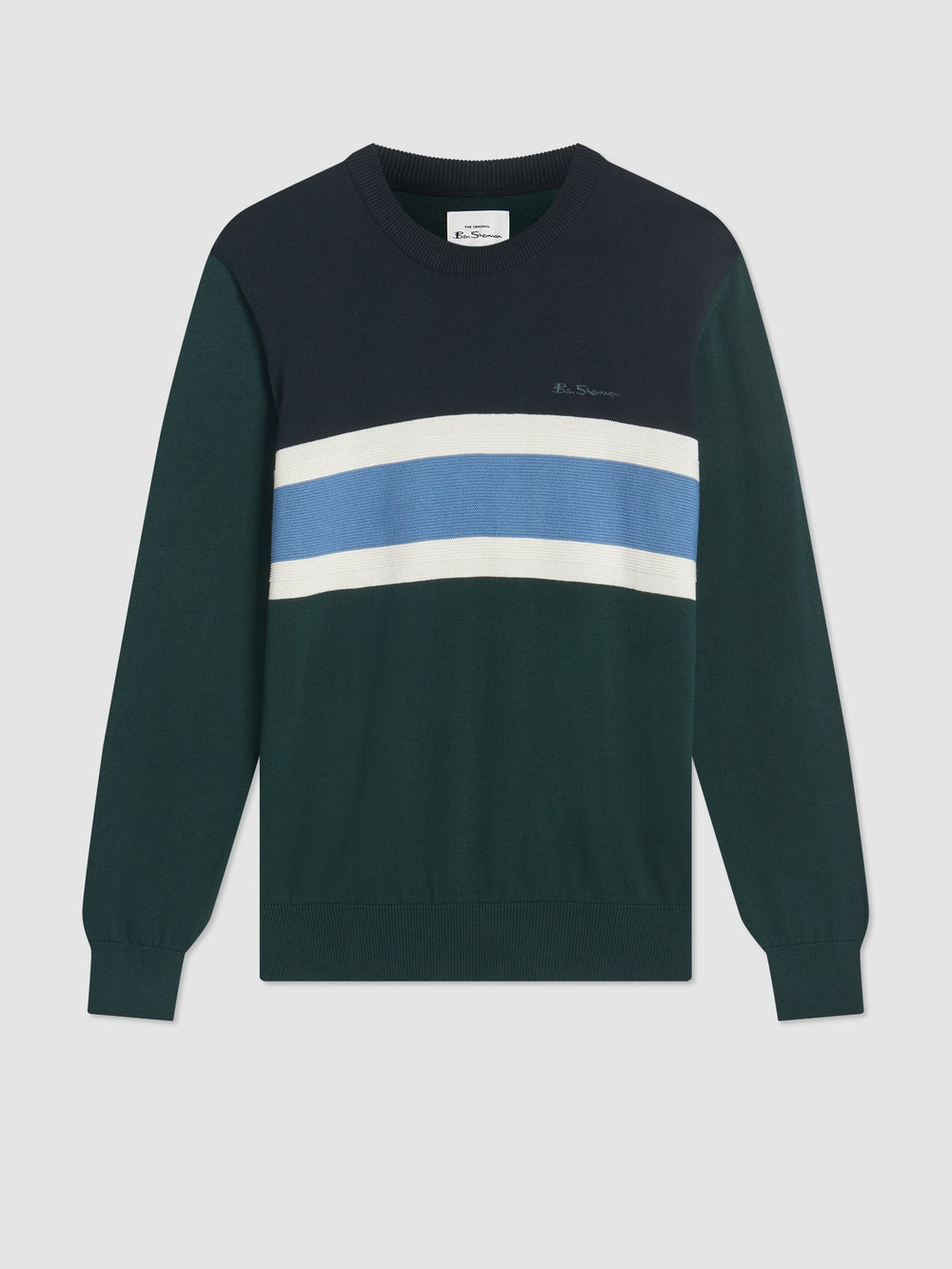 Prendas De Punto Ben Sherman Chest Stripe Crewneck Verde Oscuro | 241-EGDKPY