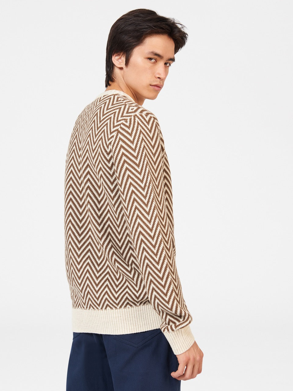 Prendas De Punto Ben Sherman Chevron Jacquard Crewneck Blancas | 103-CWJFHX