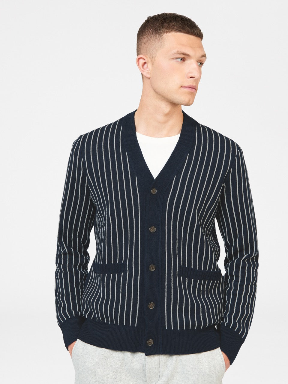 Prendas De Punto Ben Sherman Jacquard Stripe Cardigan Azul Marino | 271-VOYJQZ