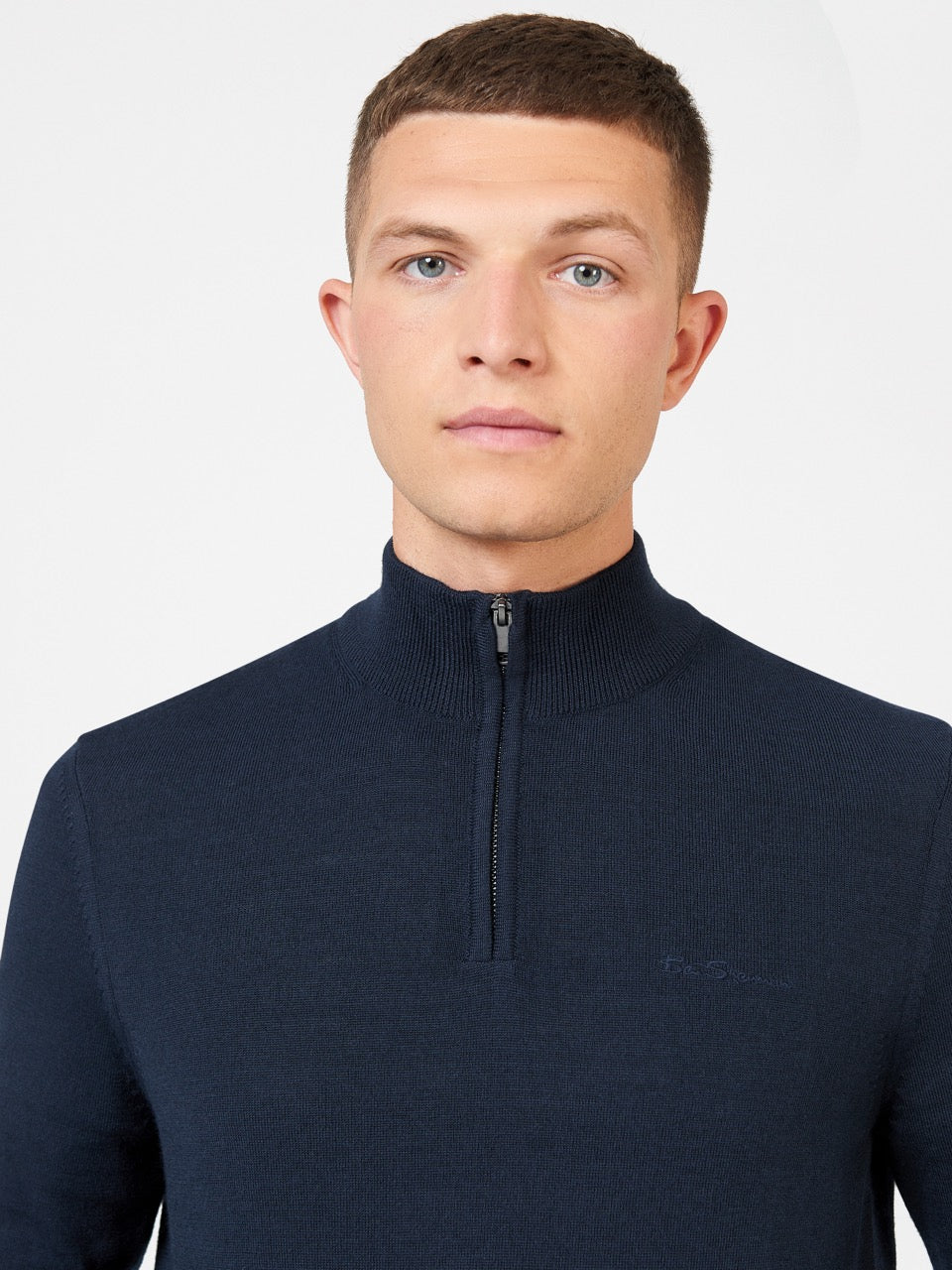 Prendas De Punto Ben Sherman Merino Half-Zip Azul Marino | 127-VXCMBO