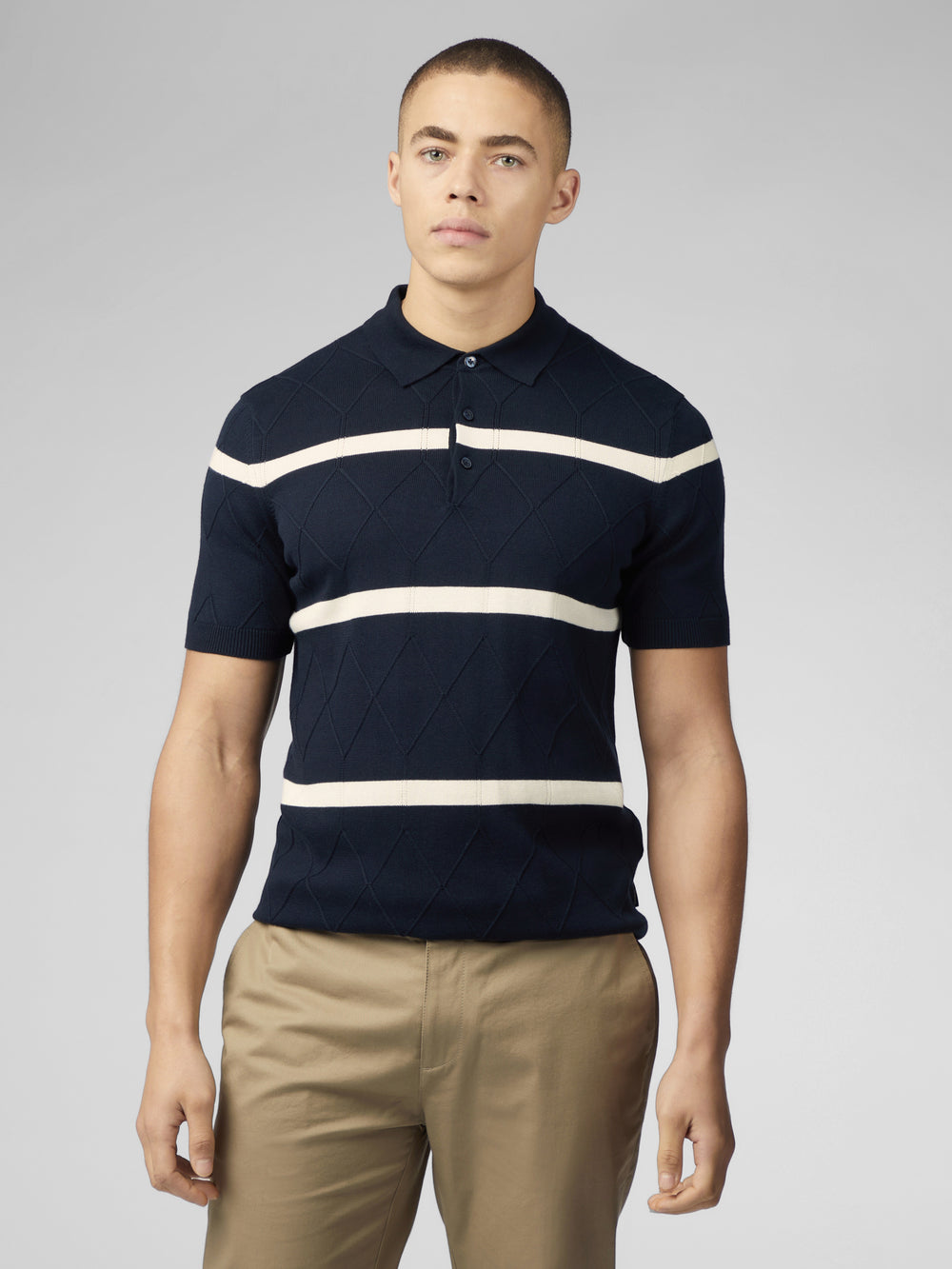 Prendas De Punto Ben Sherman Signature Argyle Stripe Polo Azul Marino | 193-ZQABLR