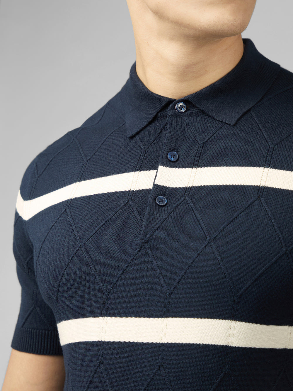 Prendas De Punto Ben Sherman Signature Argyle Stripe Polo Azul Marino | 193-ZQABLR