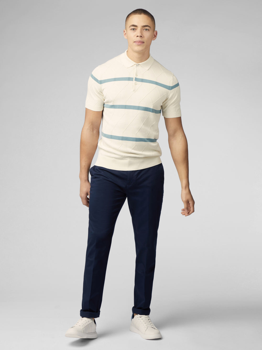 Prendas De Punto Ben Sherman Signature Argyle Stripe Polo Blancas | 680-NZWXPK