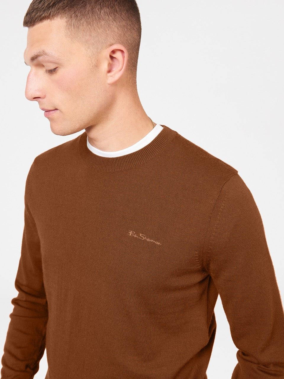 Prendas De Punto Ben Sherman Signature Merino Crewneck Marrones | 275-CHYSPJ