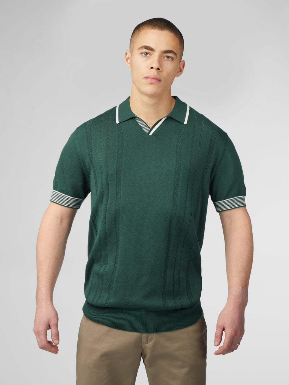 Prendas De Punto Ben Sherman Signature Open Neck Polo Verde | 213-SIHKAC